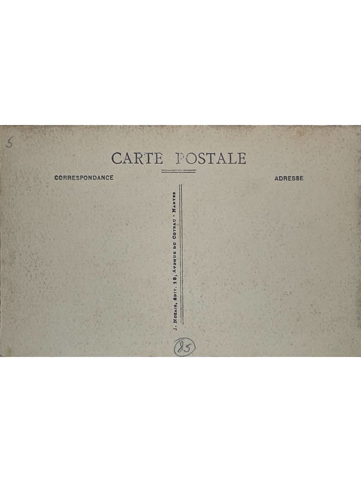 Verso de la carte postale
