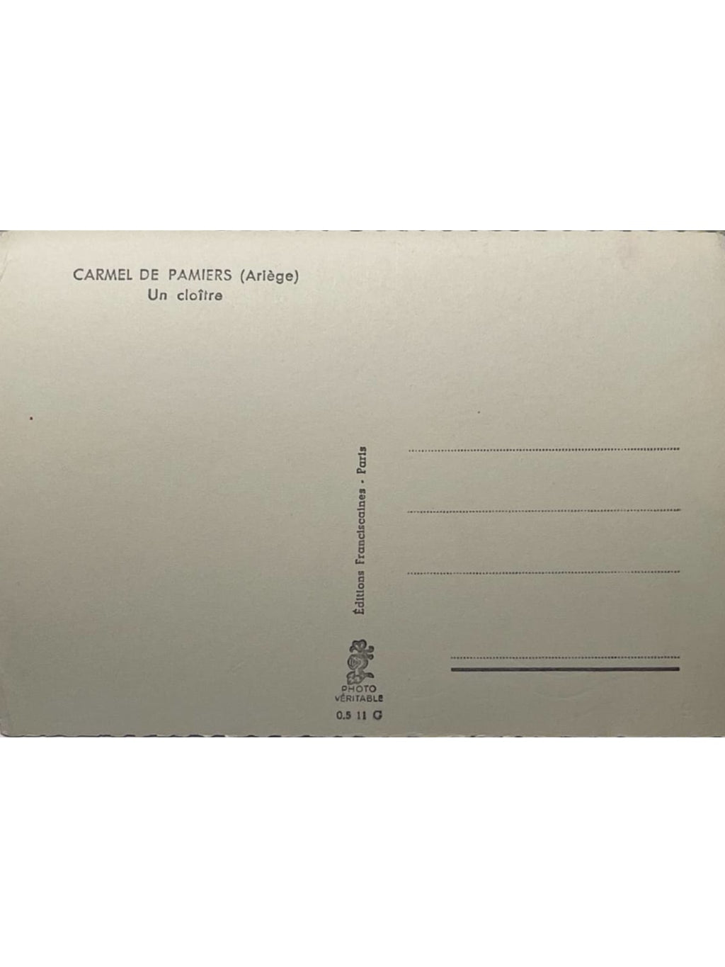 Verso de la carte postale