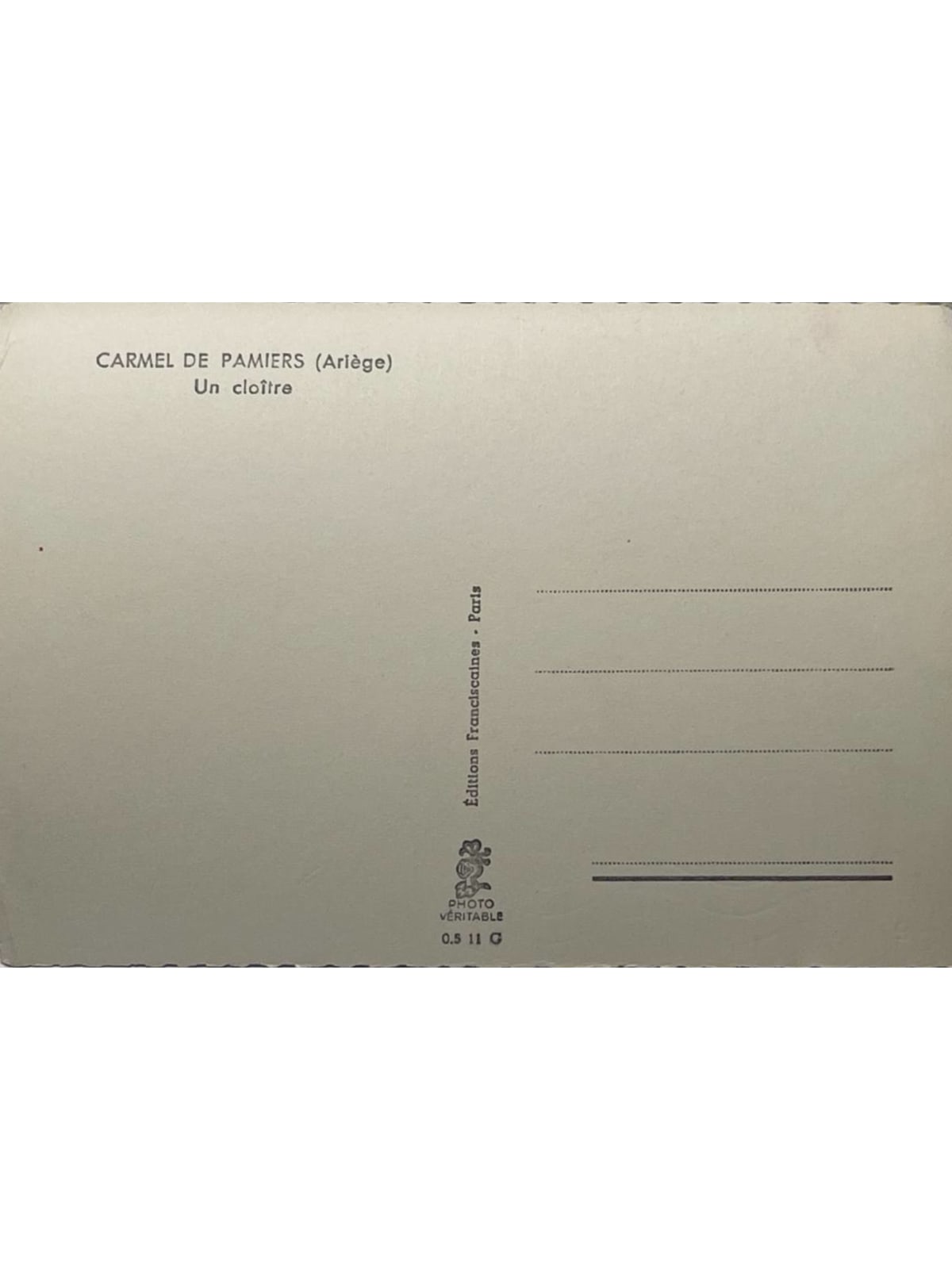 Verso de la carte postale