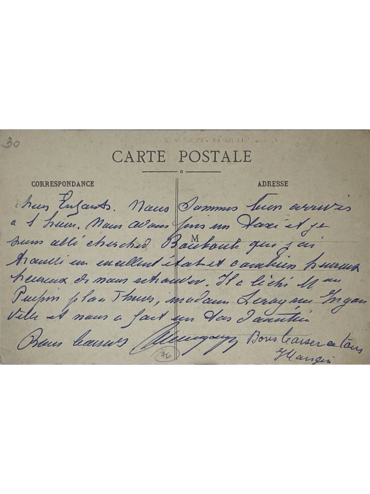 Verso de la carte postale