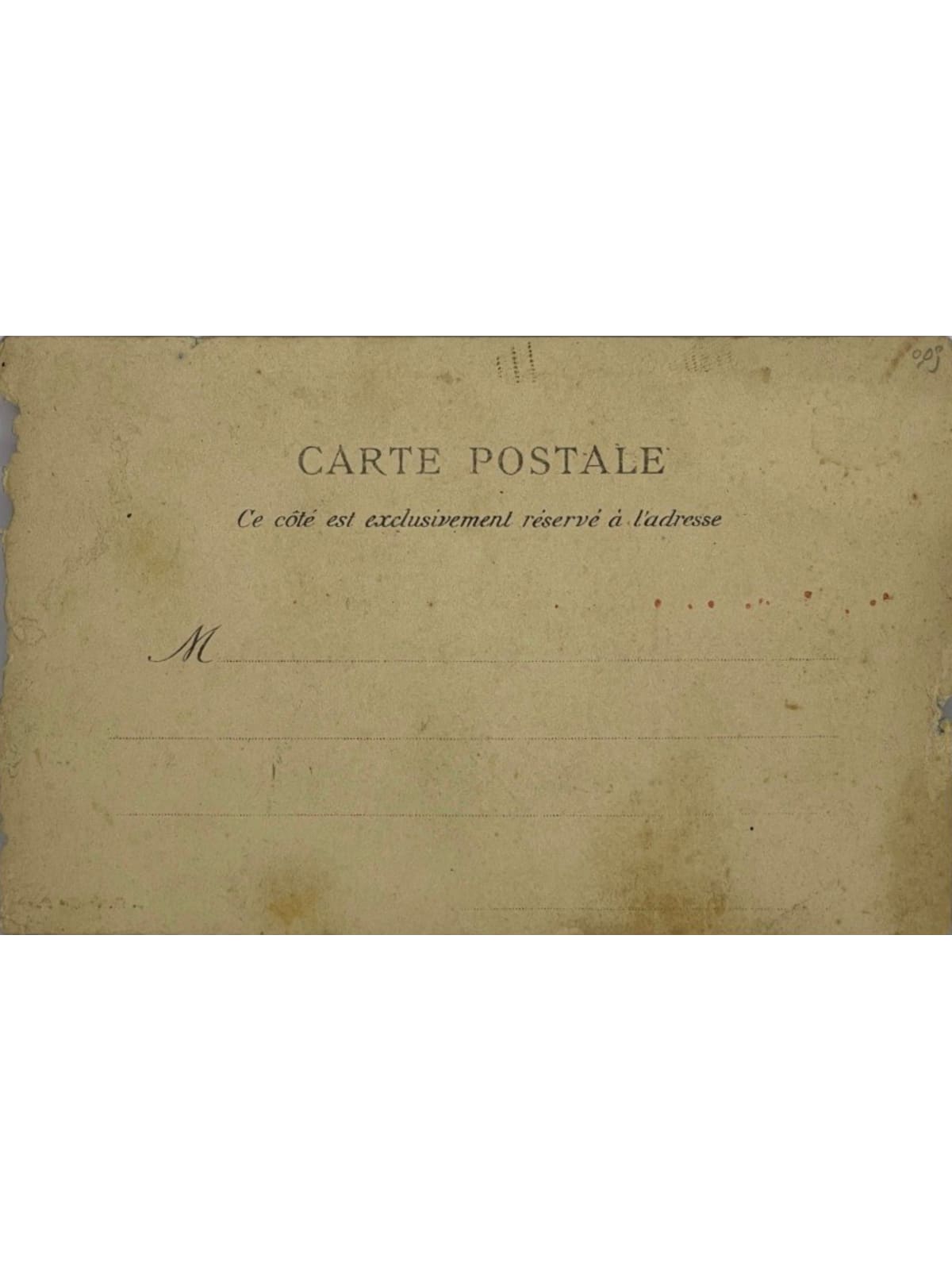 Verso de la carte postale
