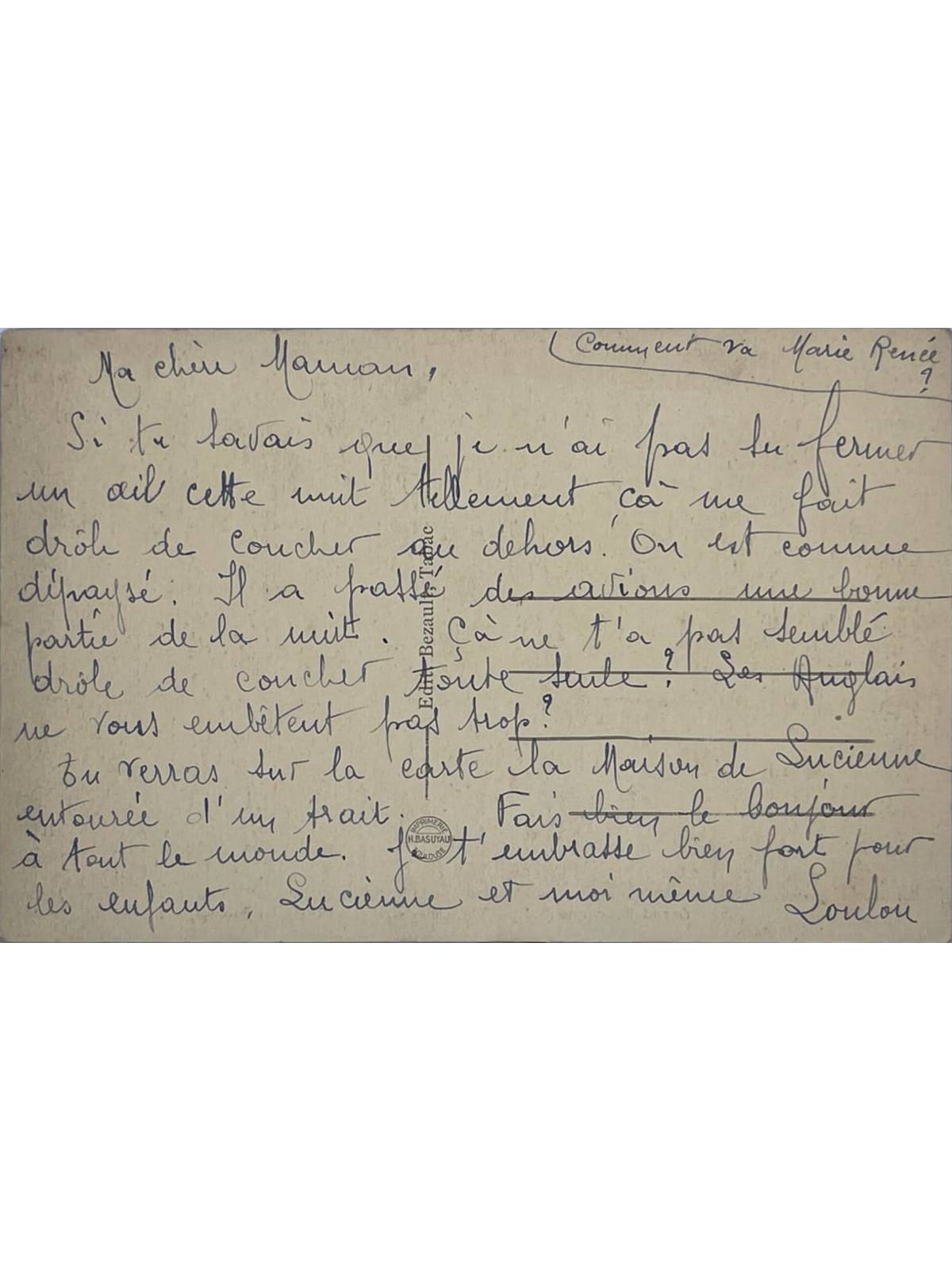Verso de la carte postale