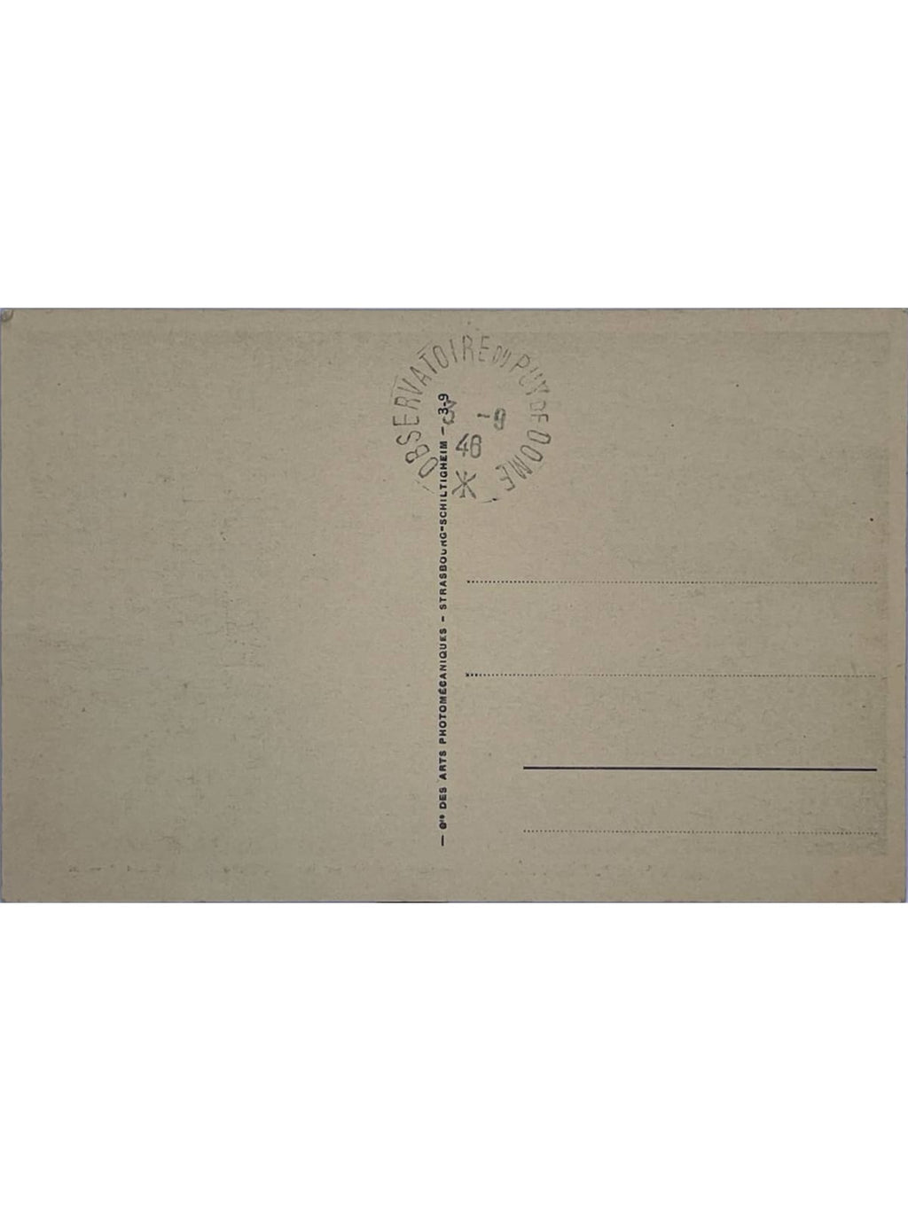 Verso de la carte postale