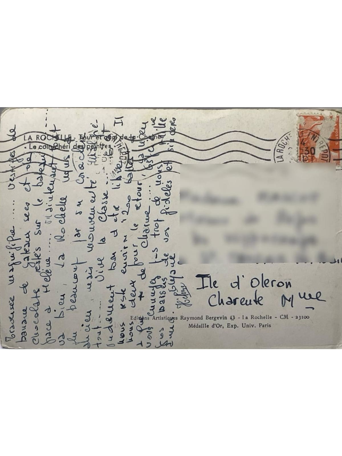 Verso de la carte postale