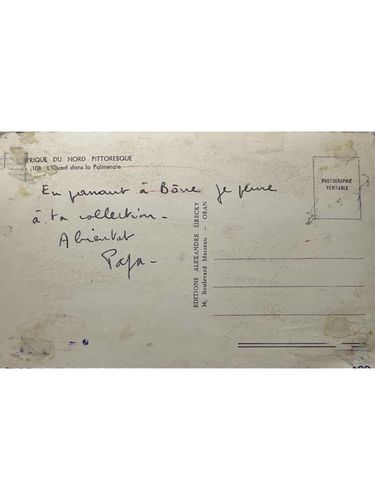 Verso de la carte postale