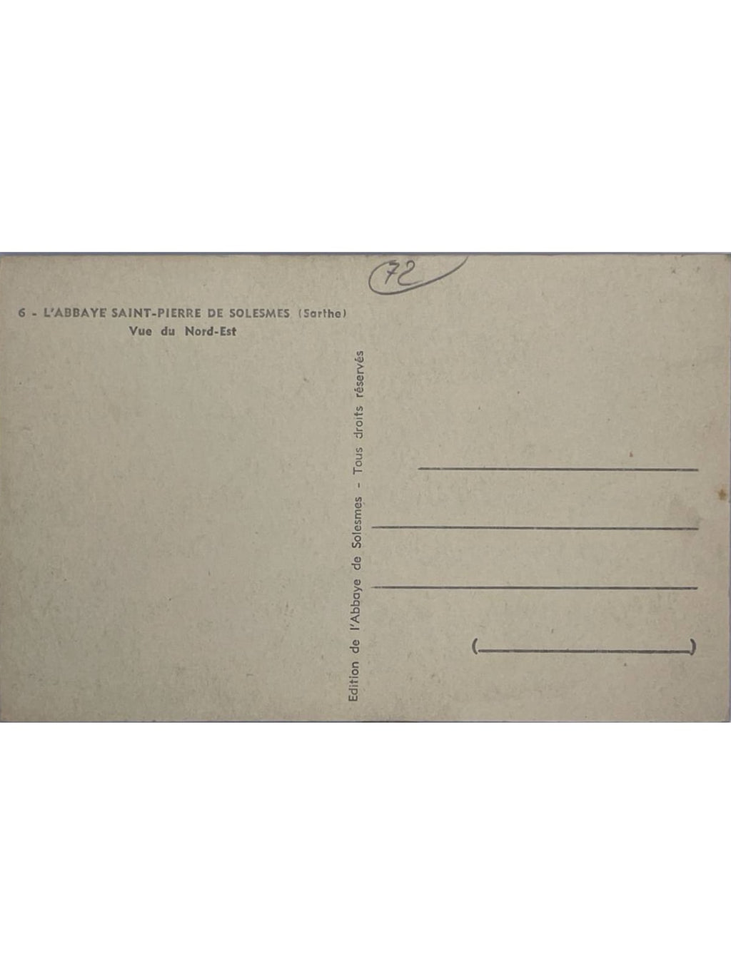 Verso de la carte postale
