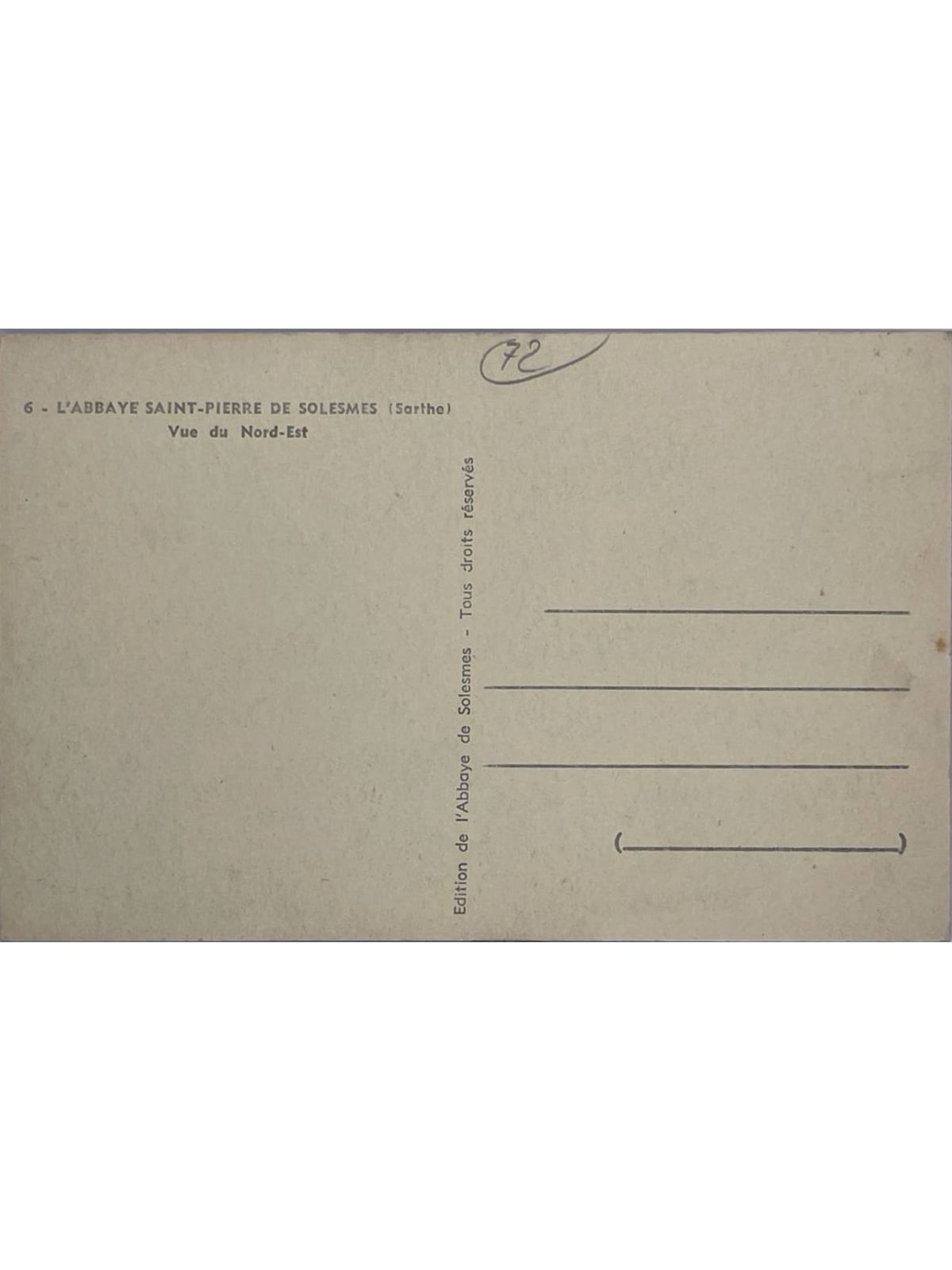 Verso de la carte postale