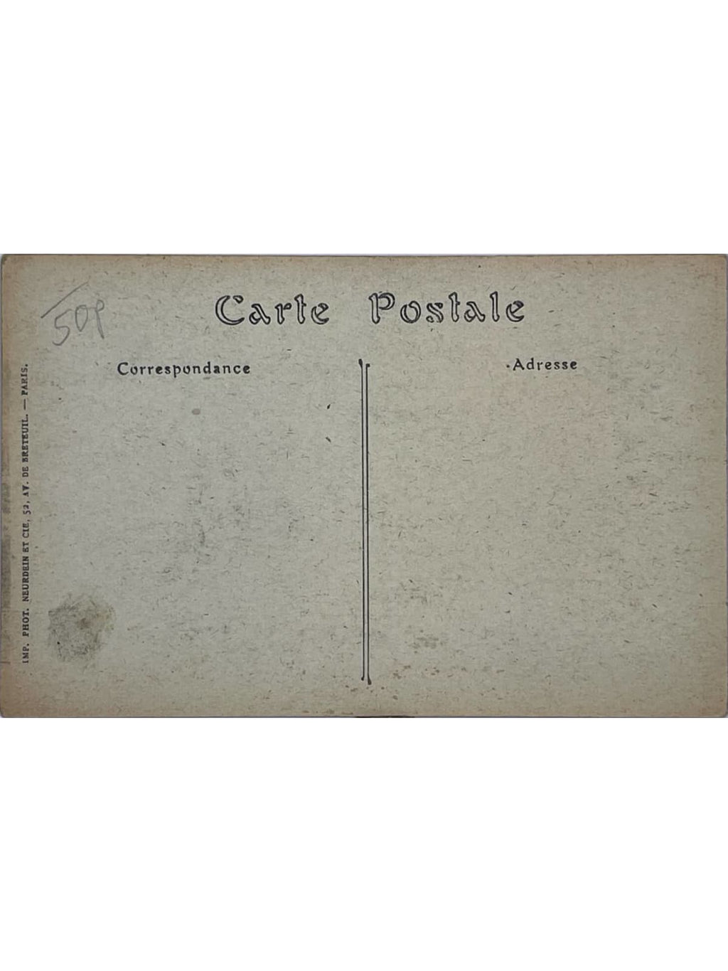 Verso de la carte postale