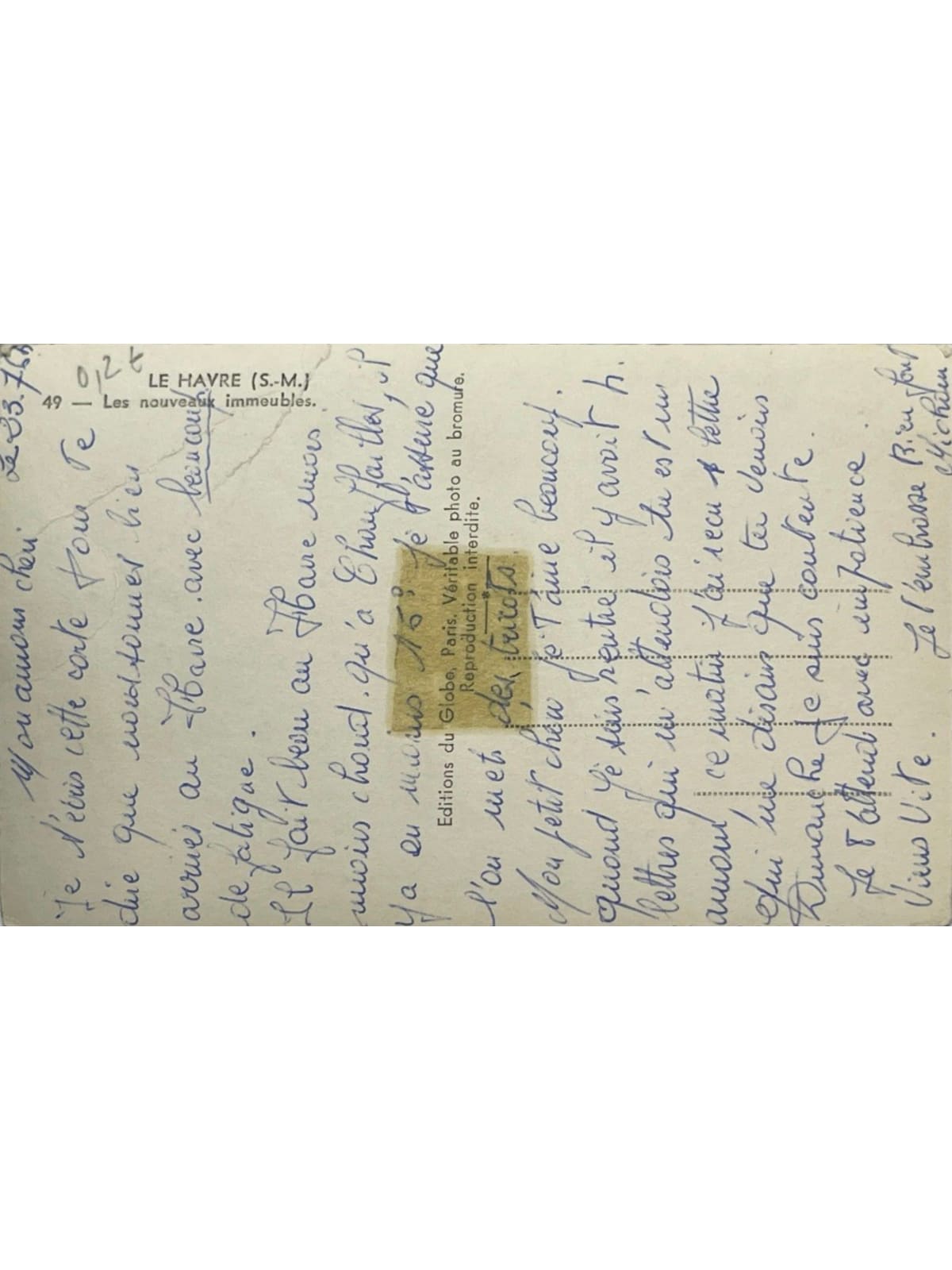 Verso de la carte postale