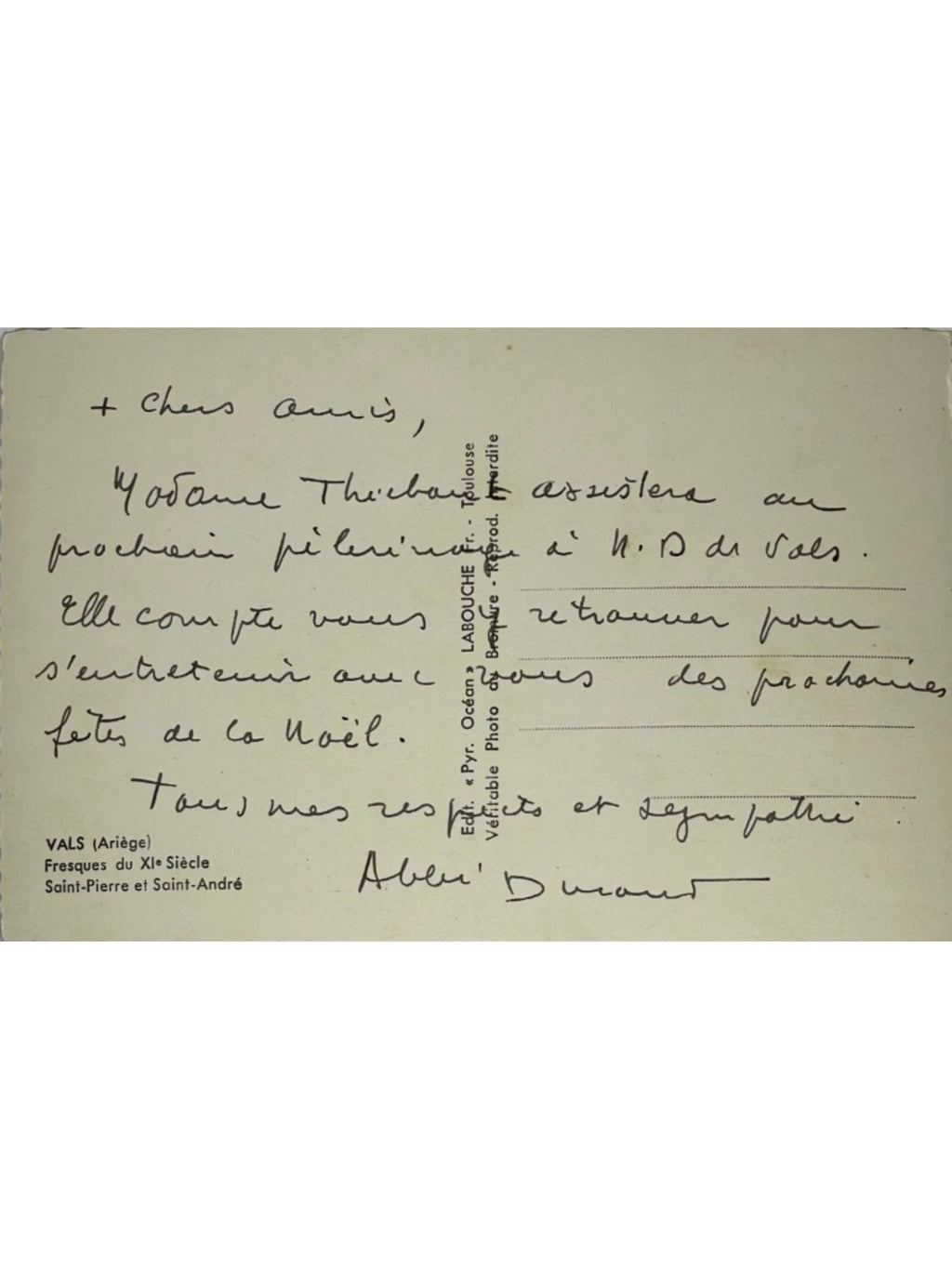 Verso de la carte postale