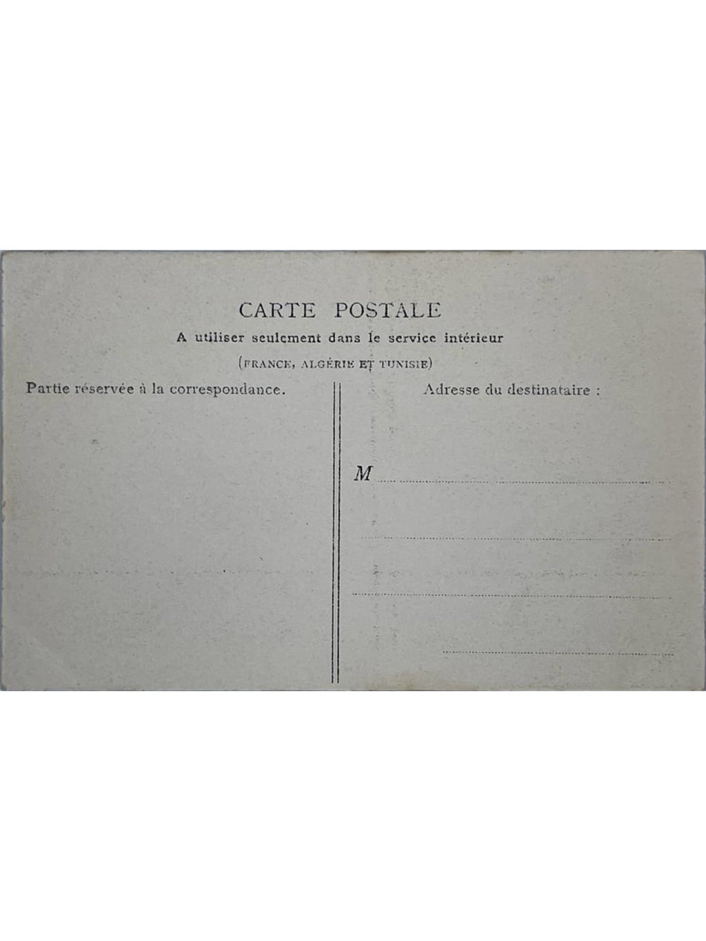 Verso de la carte postale