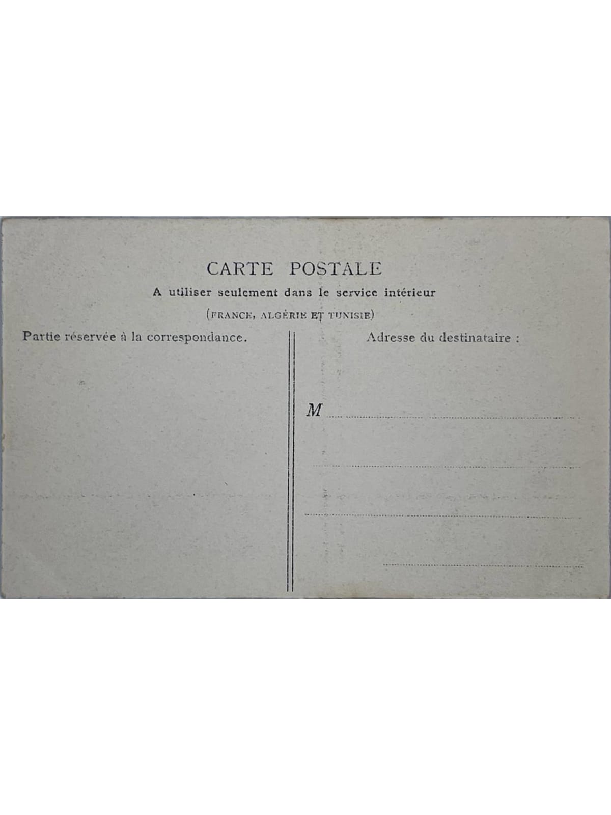Verso de la carte postale