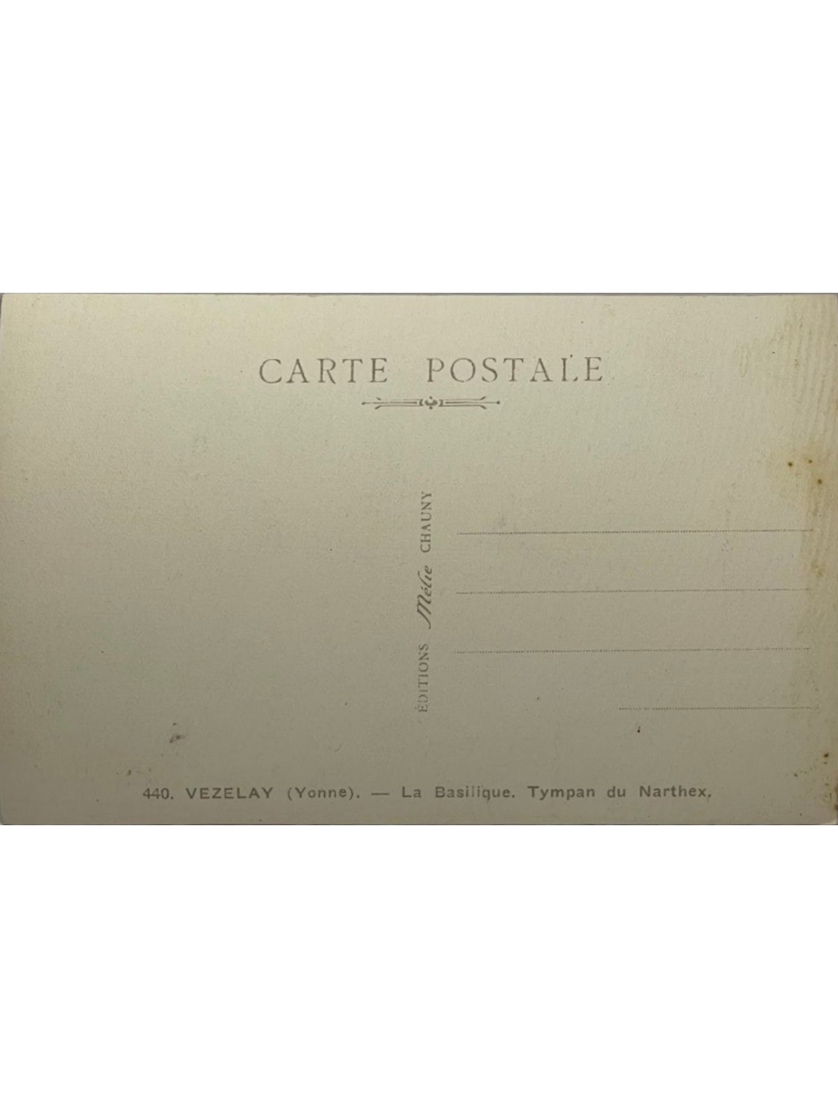 Verso de la carte postale