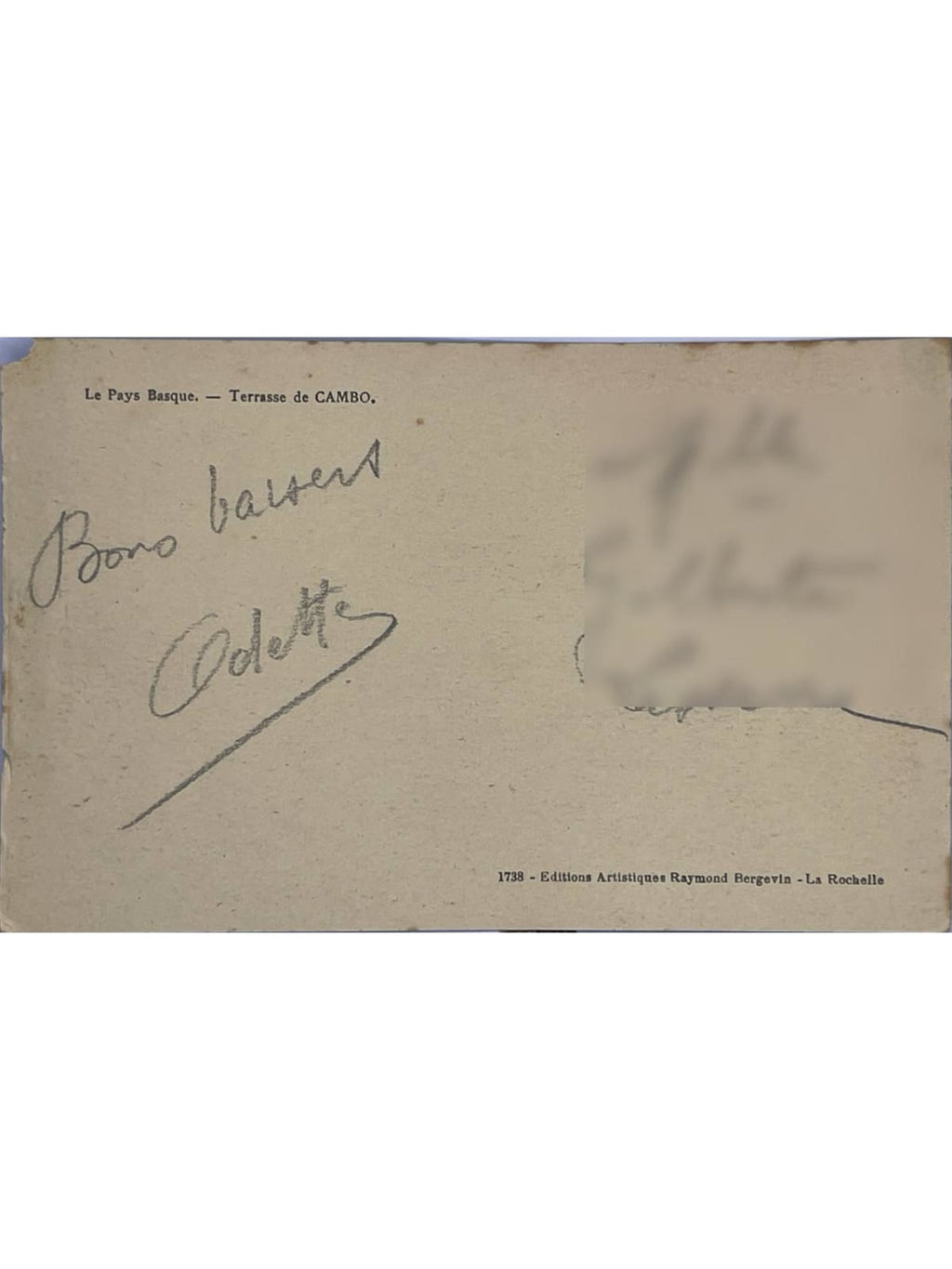 Verso de la carte postale