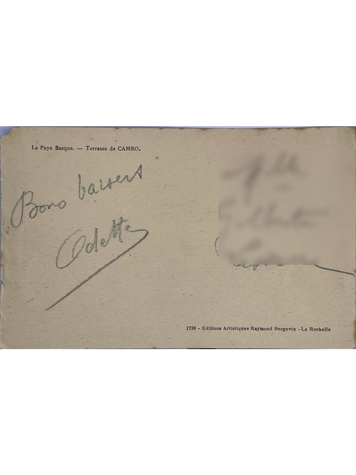 Verso de la carte postale