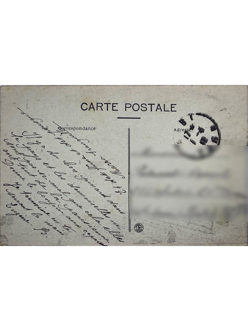 Verso de la carte postale