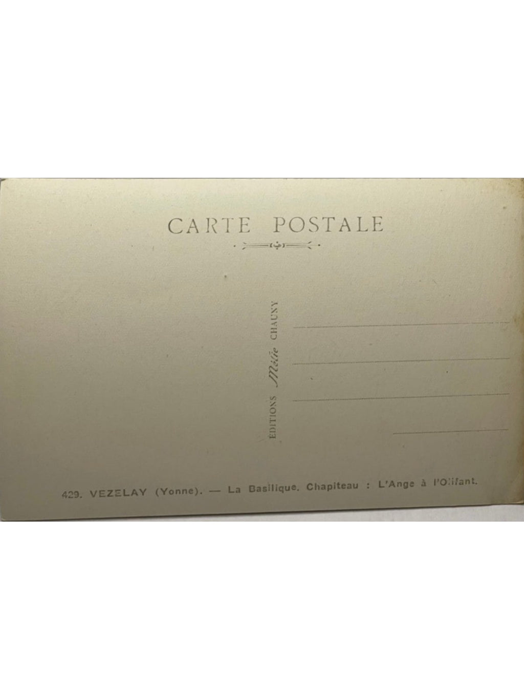 Verso de la carte postale