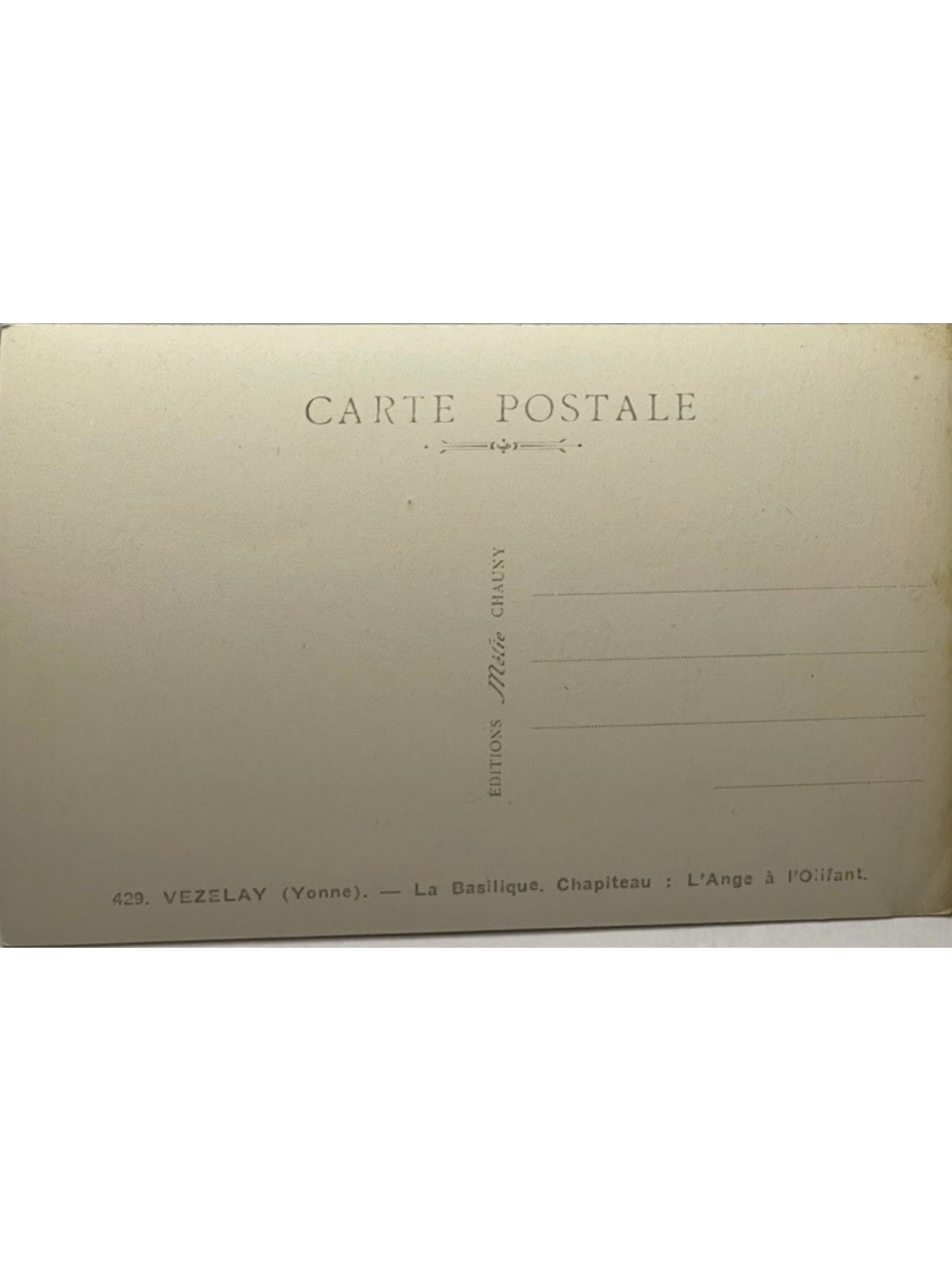 Verso de la carte postale