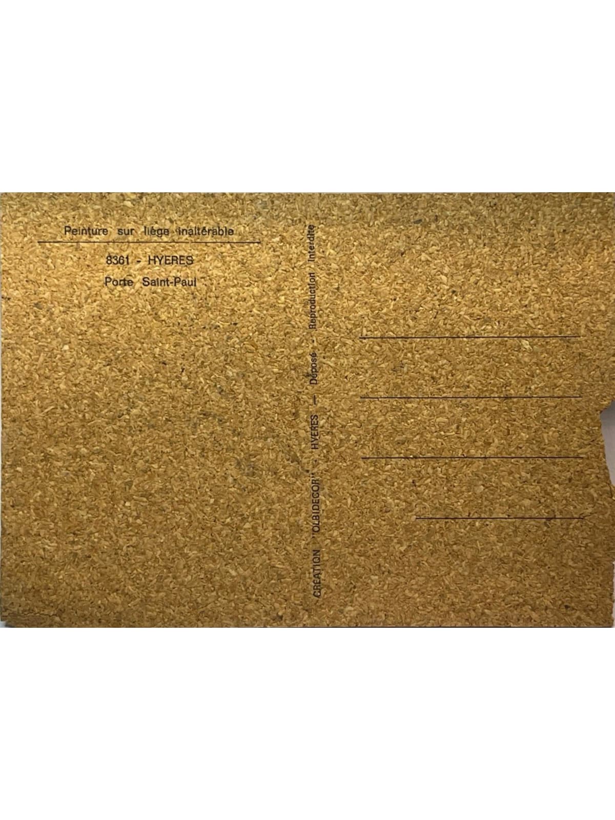 Verso de la carte postale
