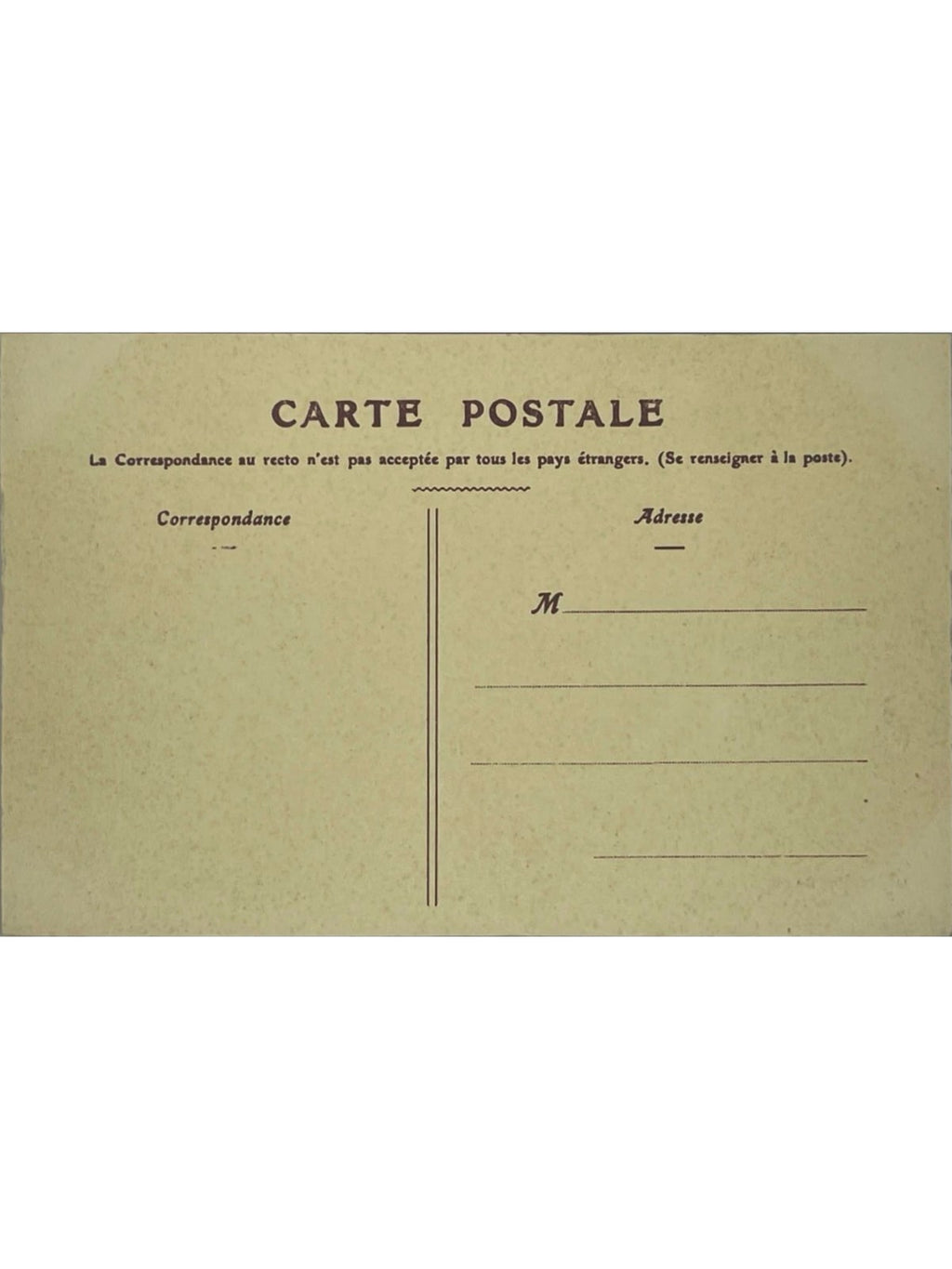 Verso de la carte postale