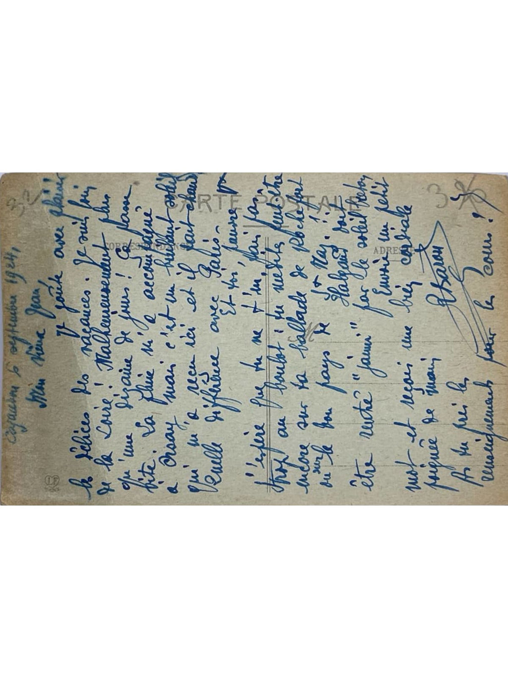 Verso de la carte postale