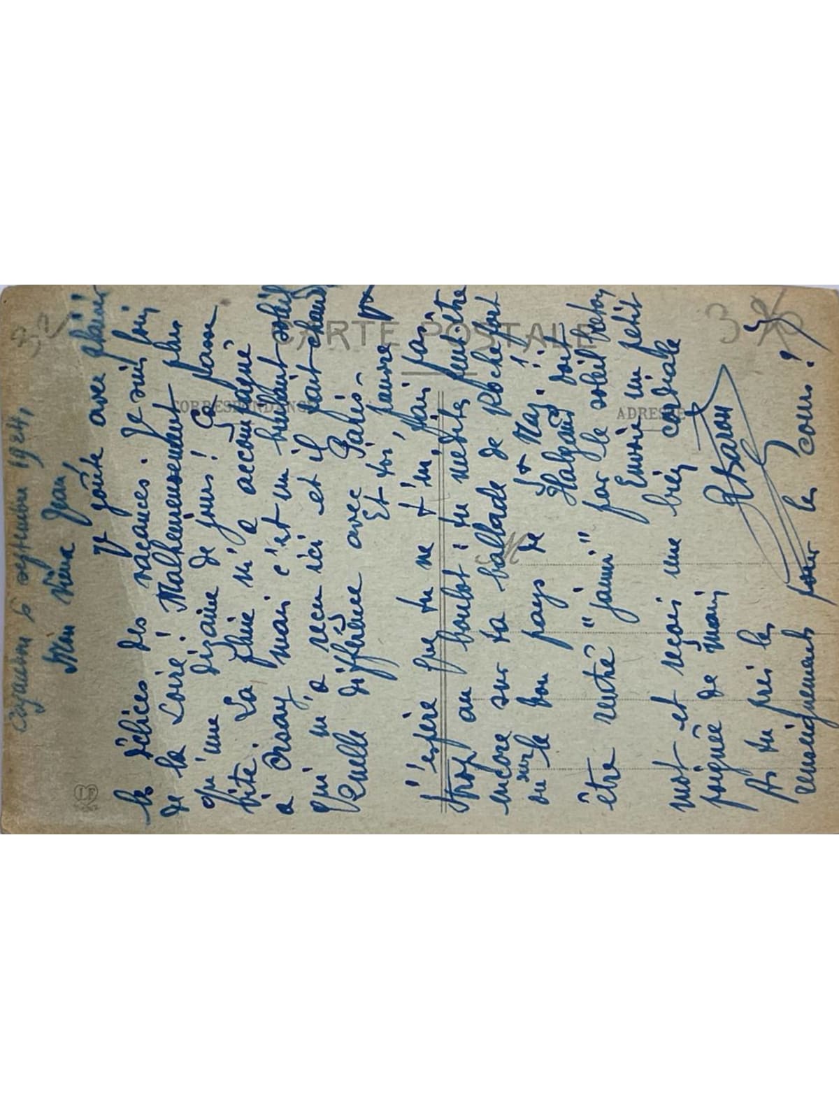 Verso de la carte postale