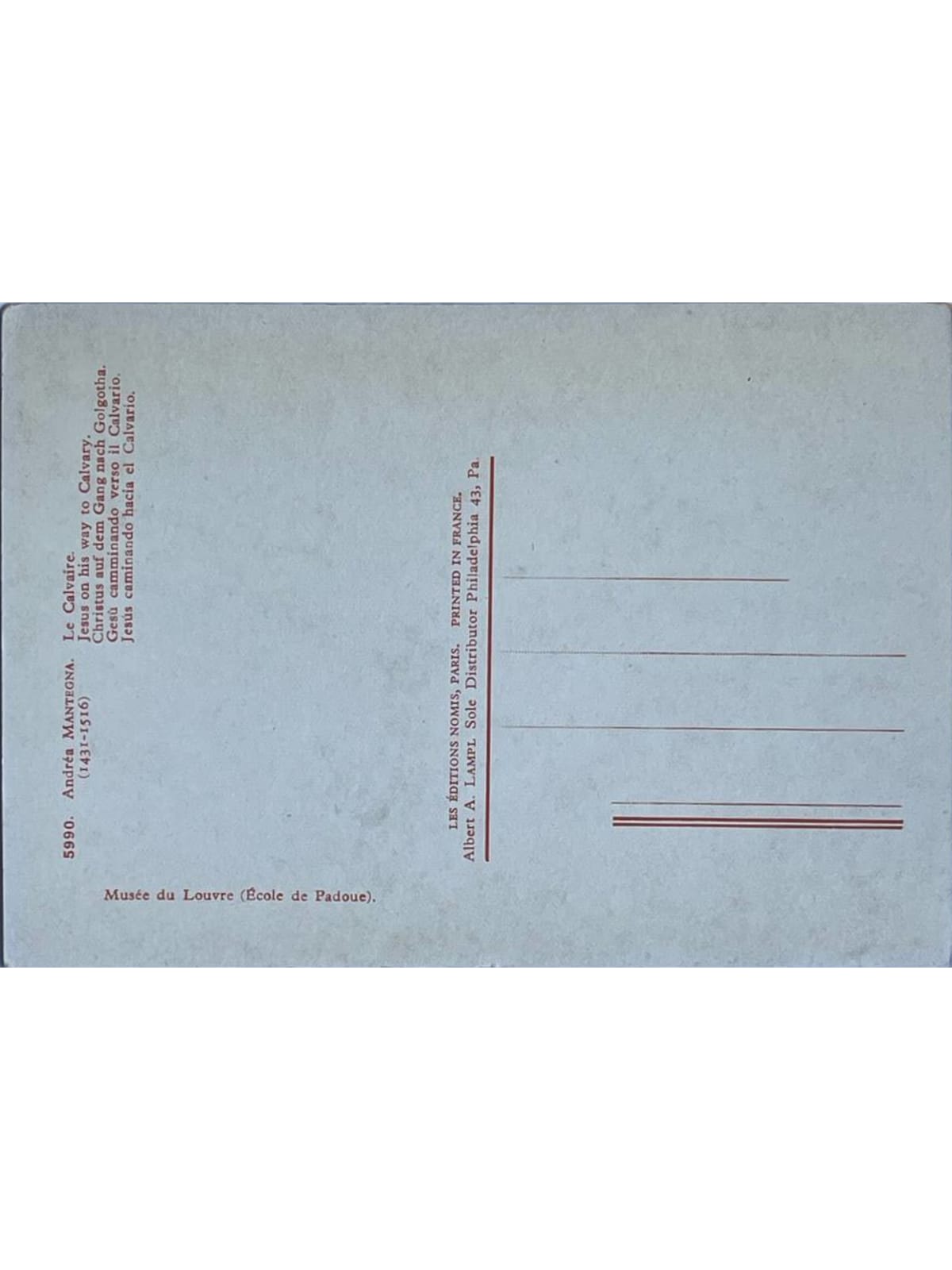 Verso de la carte postale