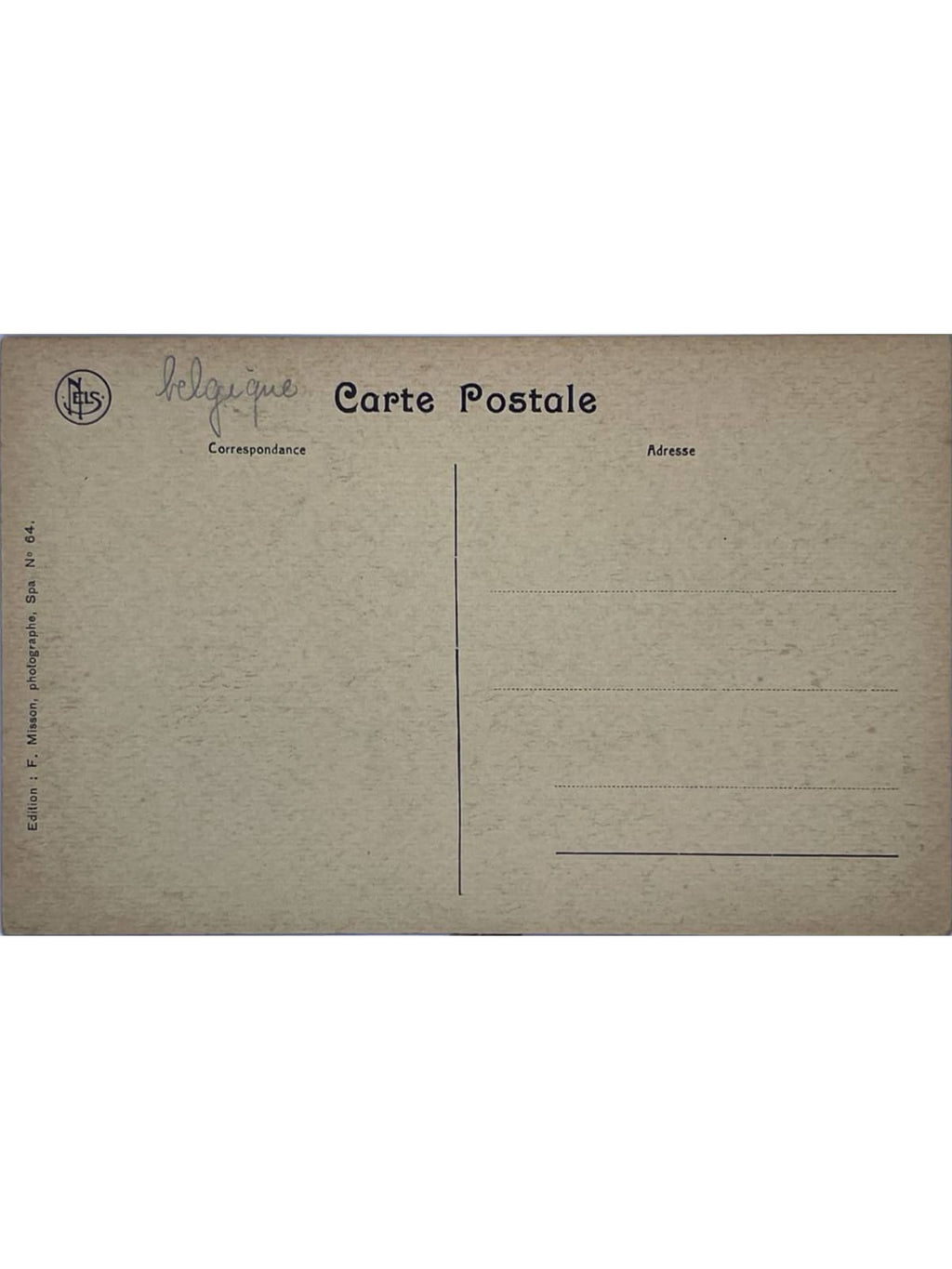 Verso de la carte postale