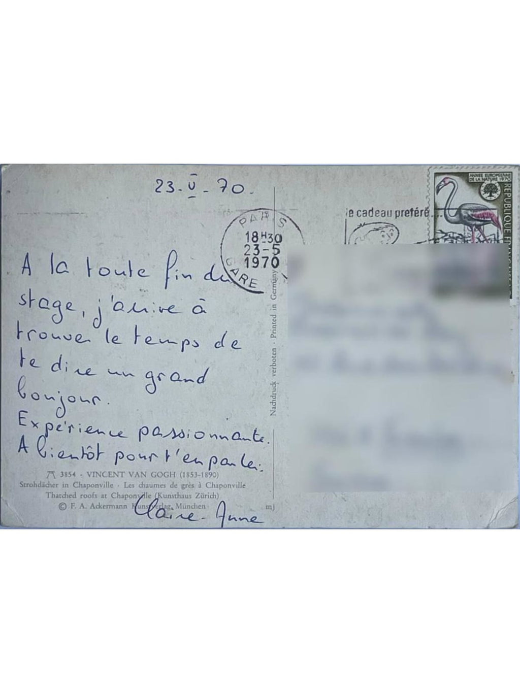 Verso de la carte postale
