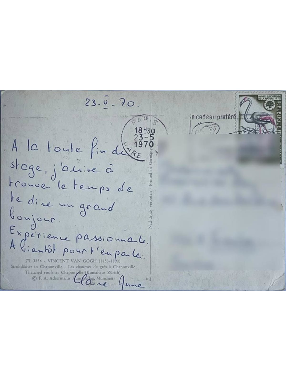 Verso de la carte postale