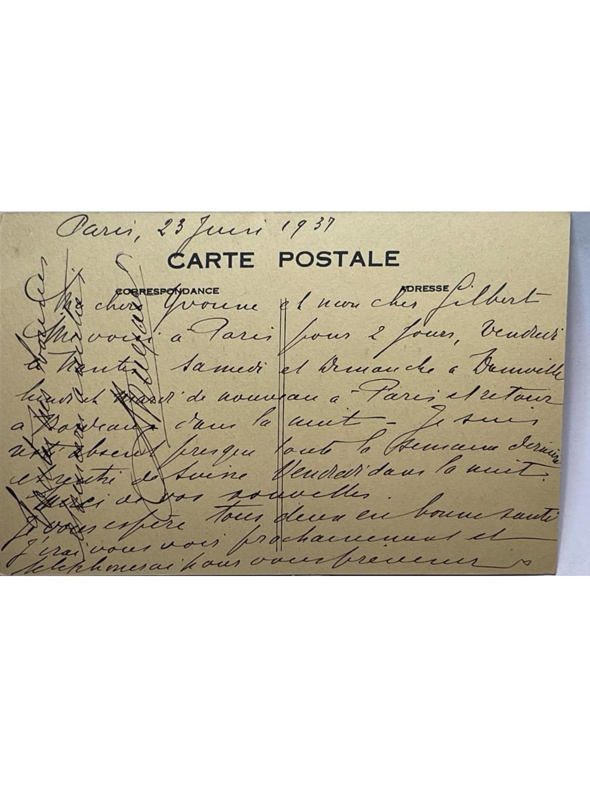 Verso de la carte postale