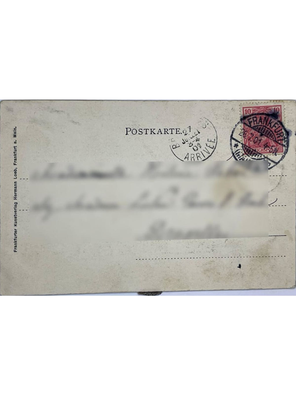 Verso de la carte postale