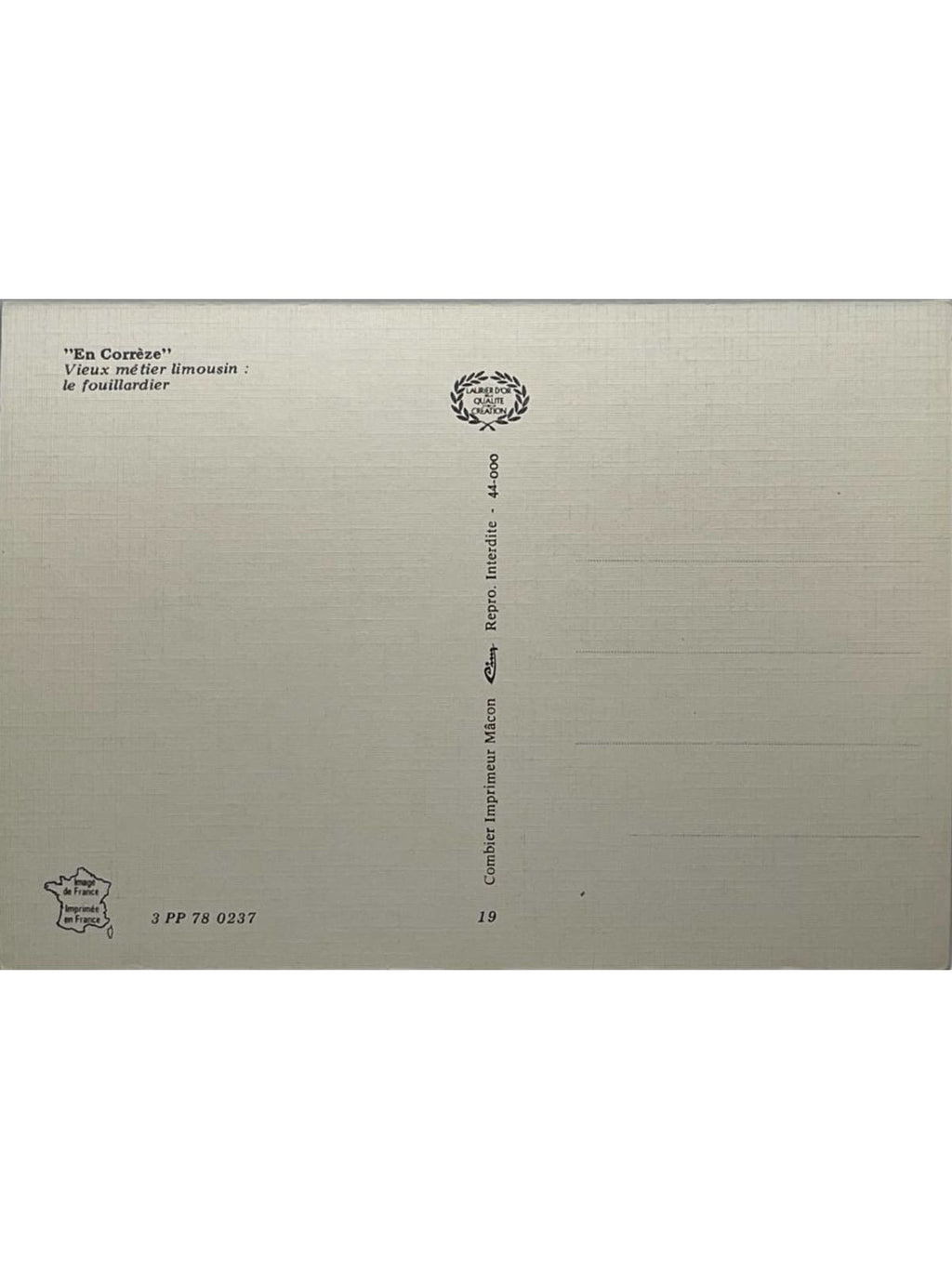 Verso de la carte postale