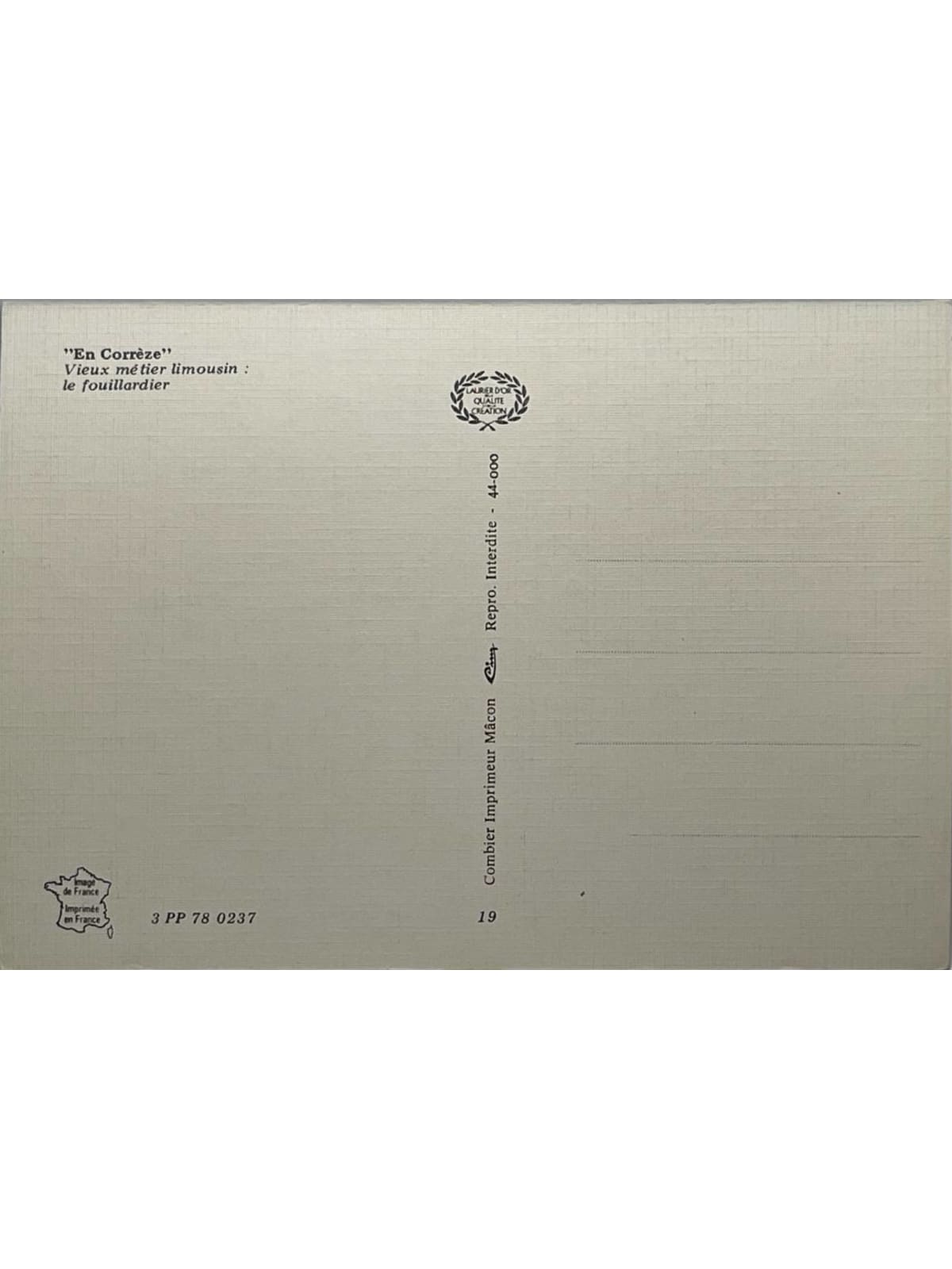 Verso de la carte postale