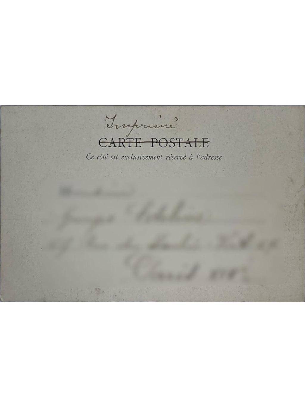 Verso de la carte postale