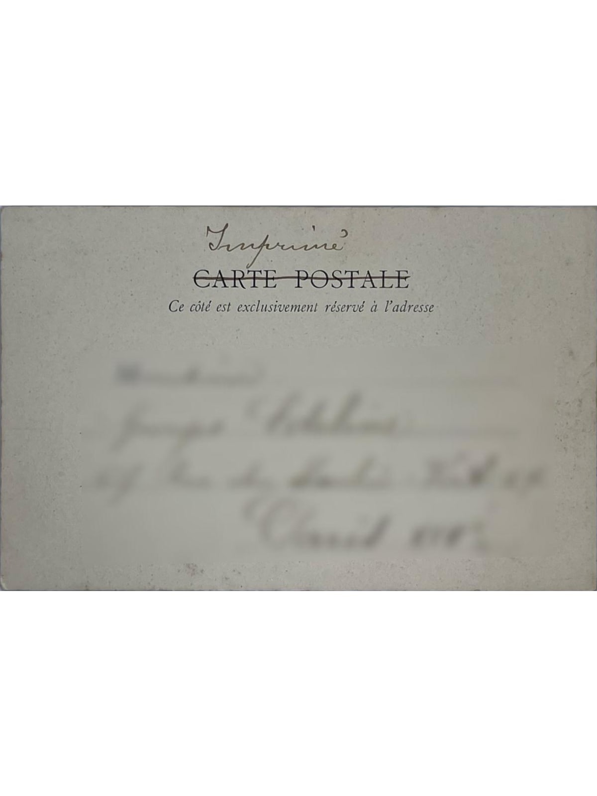 Verso de la carte postale