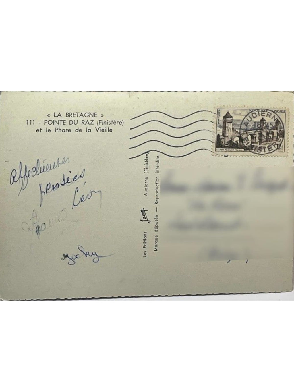 Verso de la carte postale