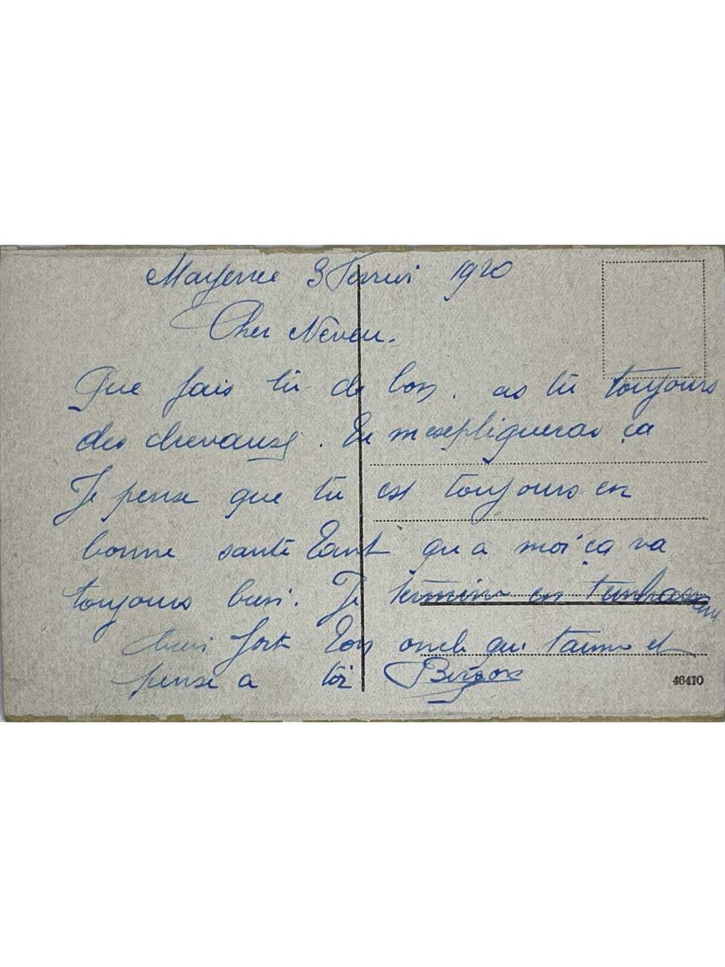 Verso de la carte postale