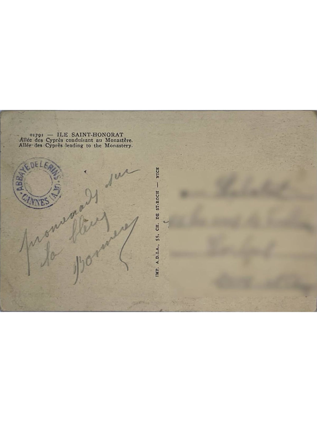 Verso de la carte postale