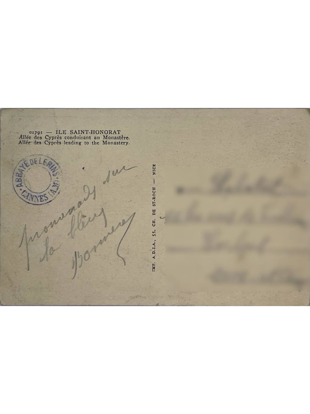 Verso de la carte postale