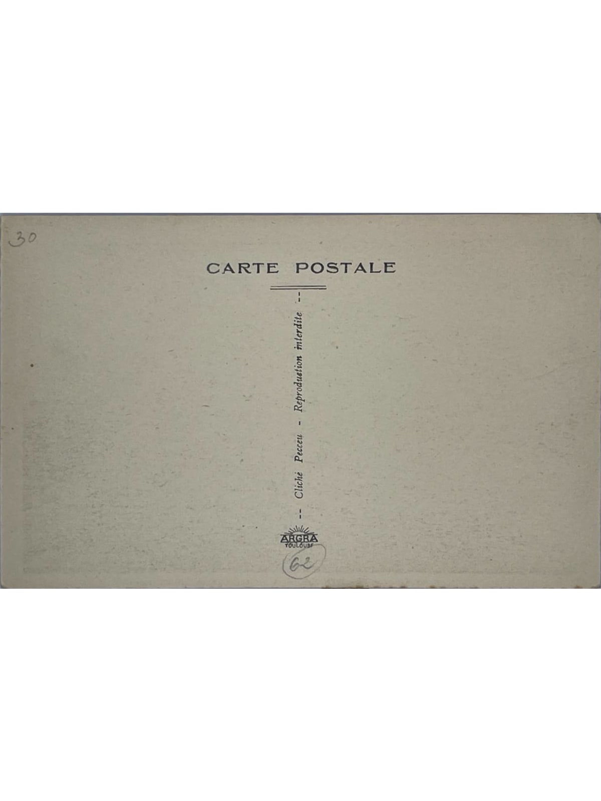 Verso de la carte postale