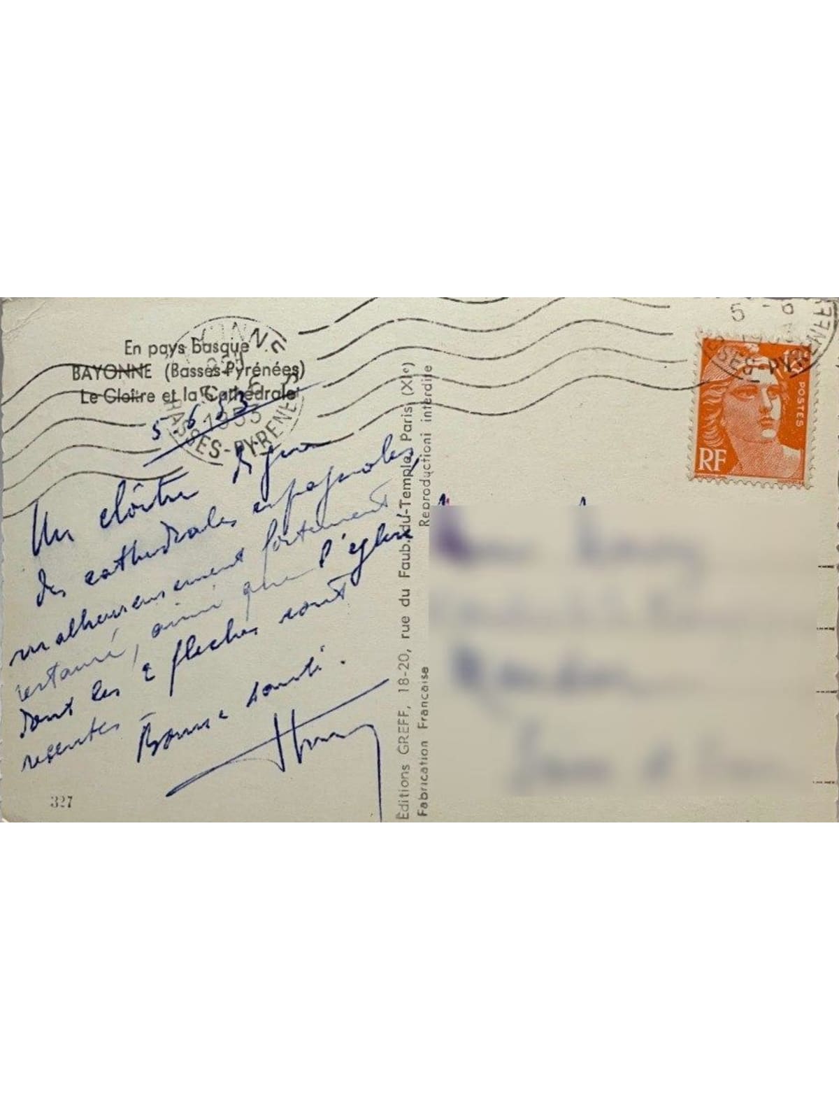 Verso de la carte postale