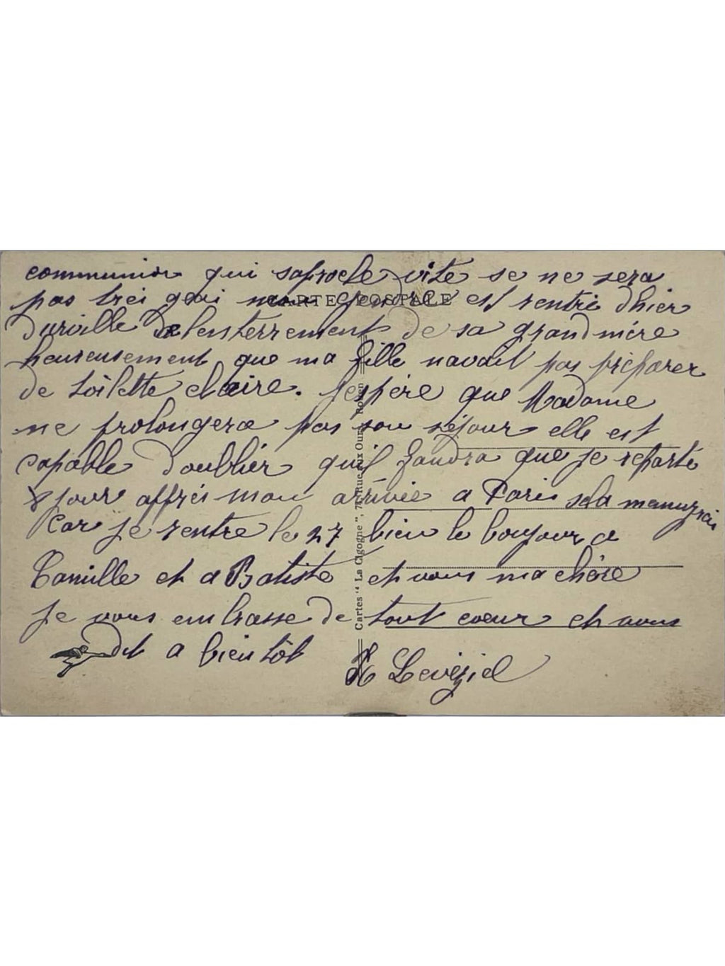 Verso de la carte postale