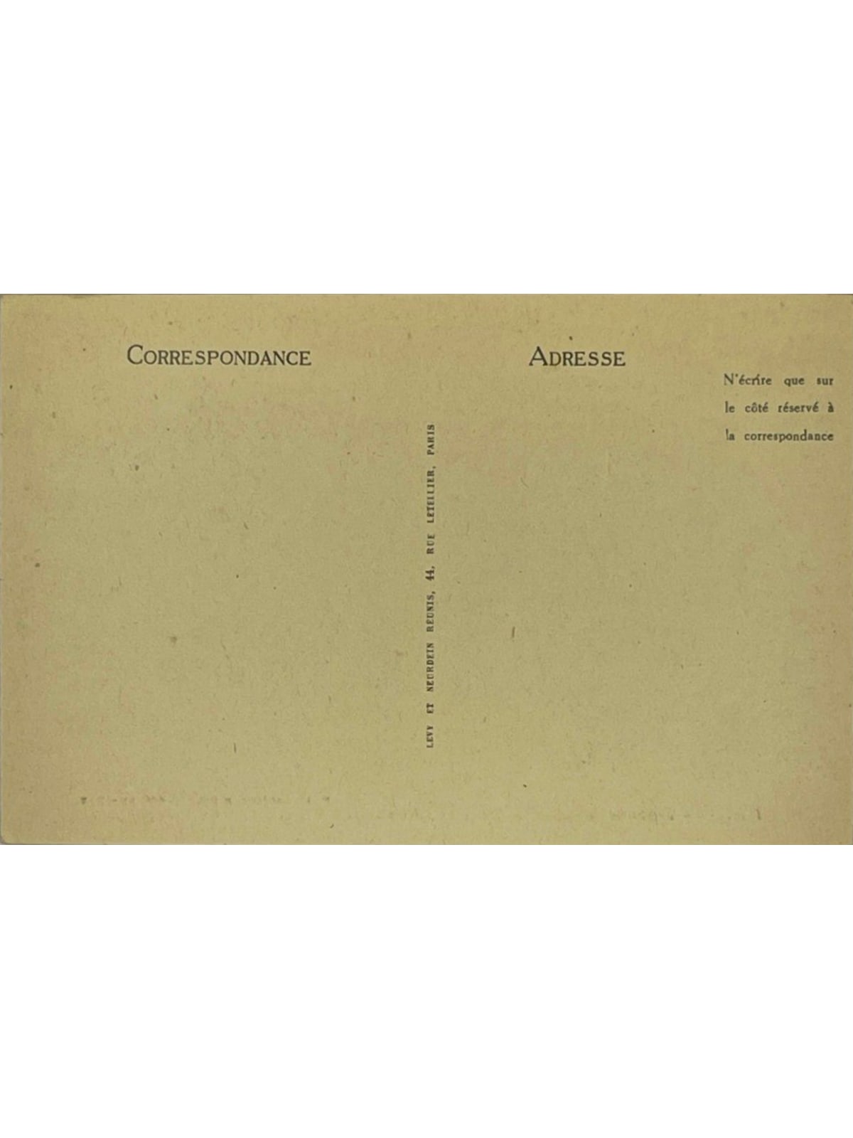 Verso de la carte postale
