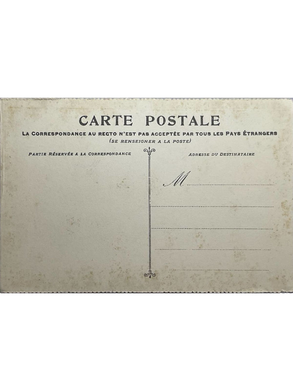 Verso de la carte postale