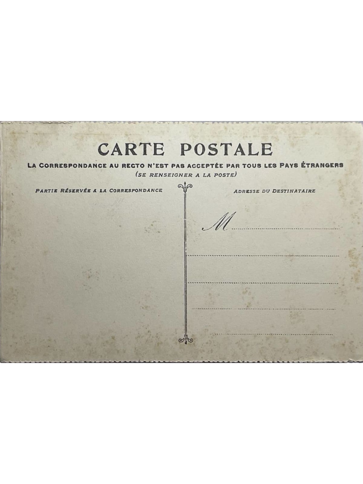 Verso de la carte postale