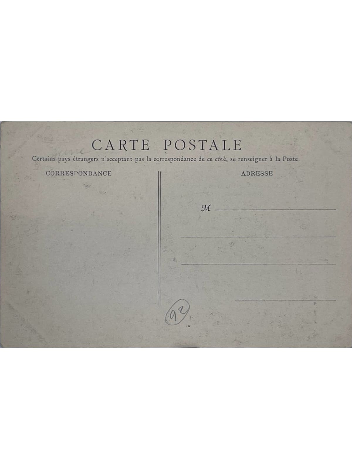 Verso de la carte postale