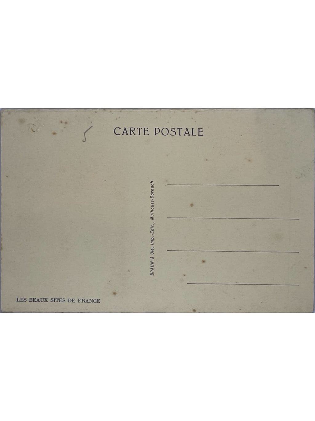 Verso de la carte postale