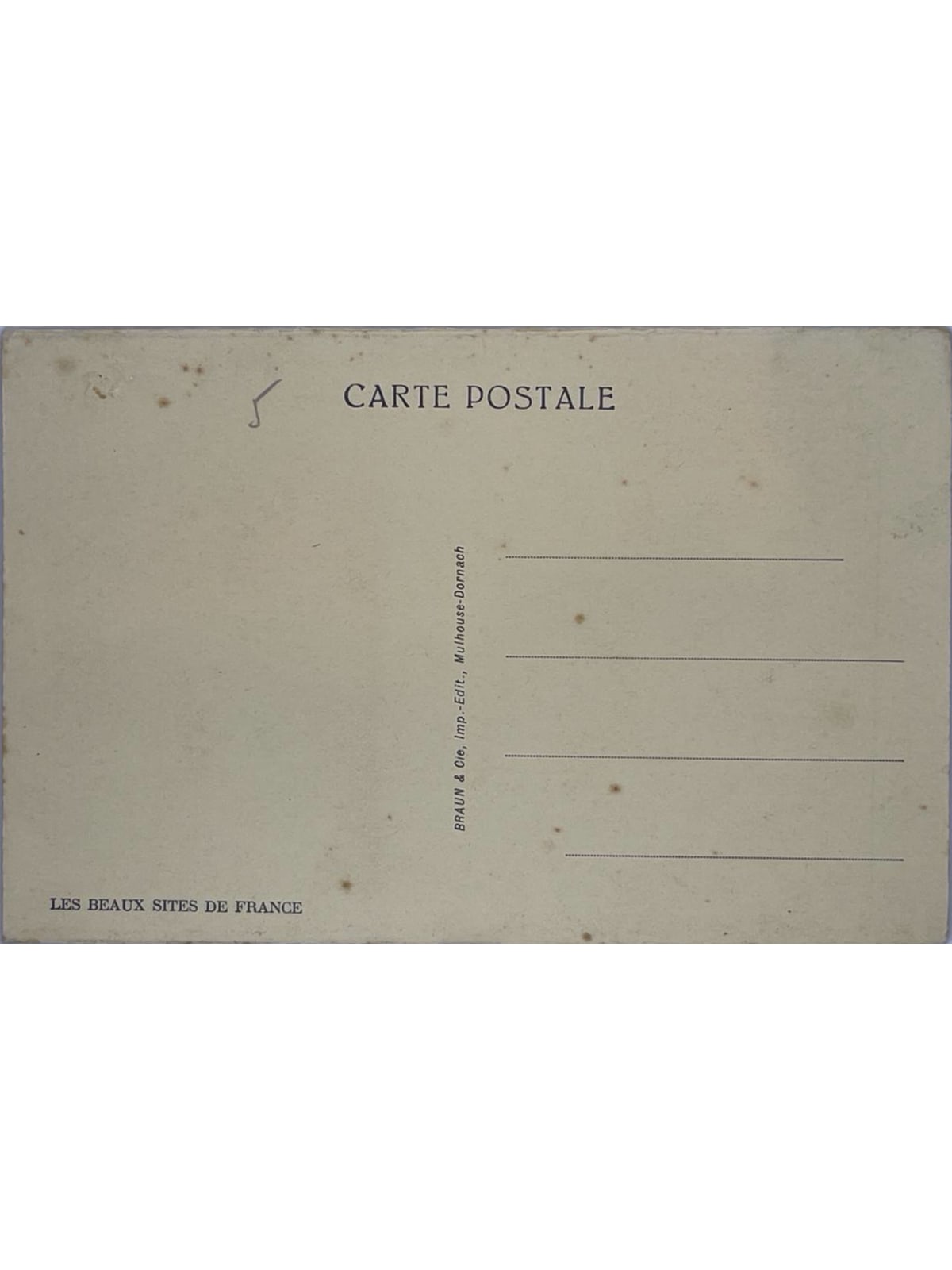 Verso de la carte postale