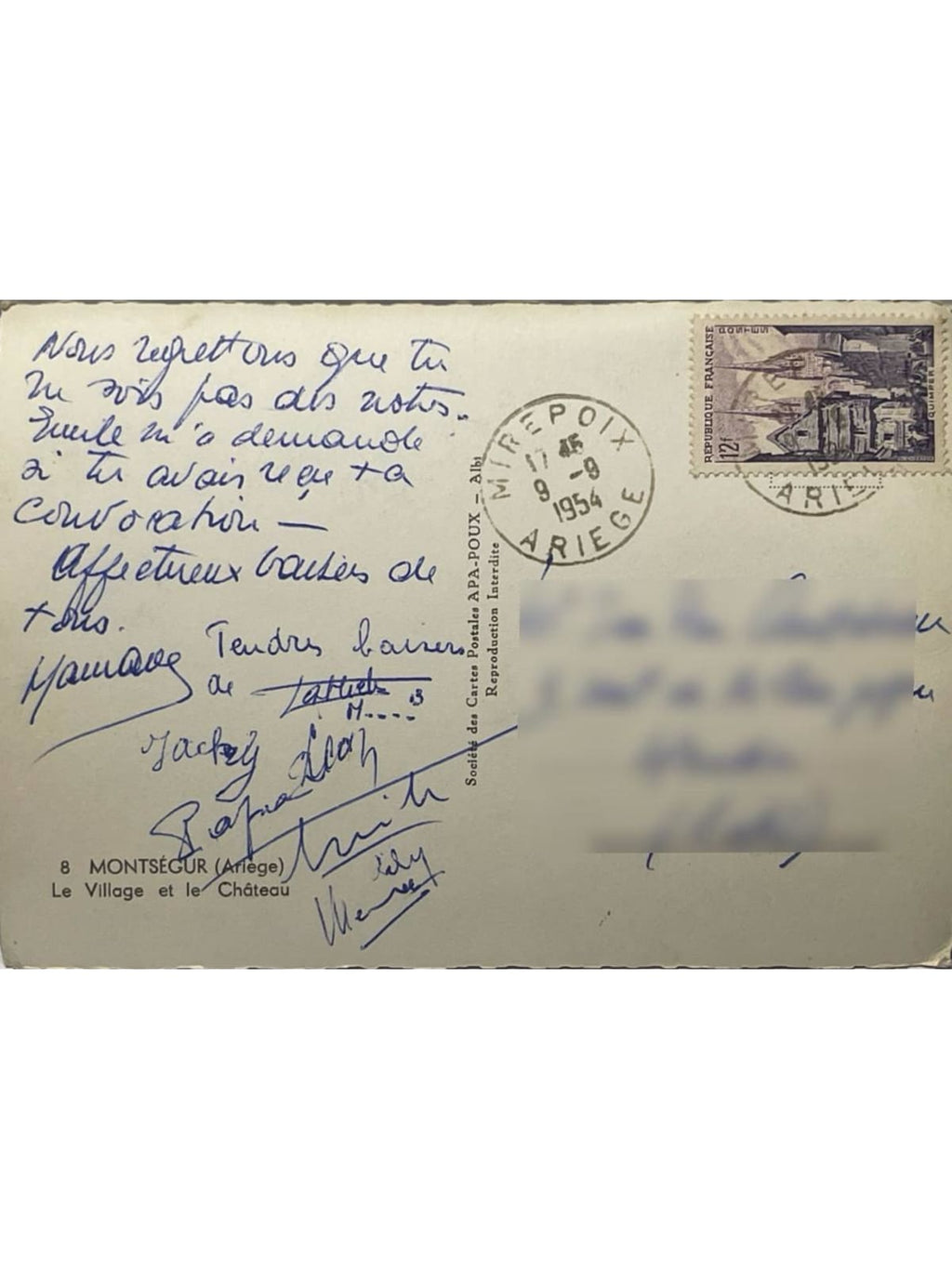Verso de la carte postale